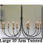 click here for Large 10 Arm Twisted Wrought Iron Chandelier